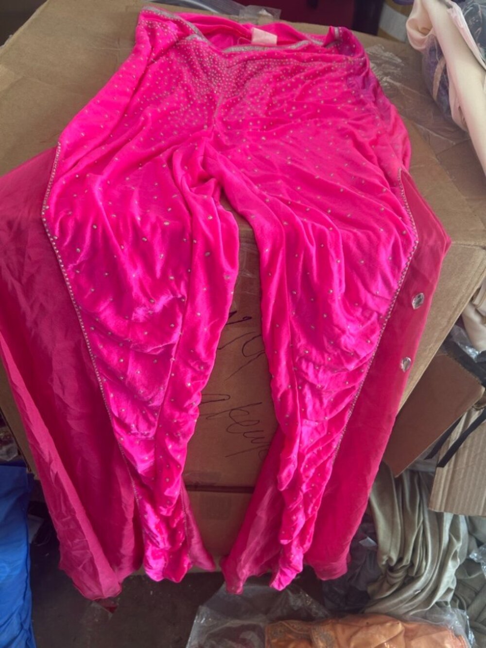 Hot Pink Rhinestone Dance Pants